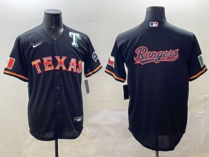 Men Texas Rangers Blank Black Mexico Game 2025 Nike MLB Jersey style 1